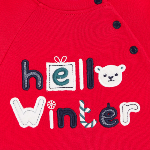 سويت شيرت صوف متقاطع، أحمر، ولادي رُضع